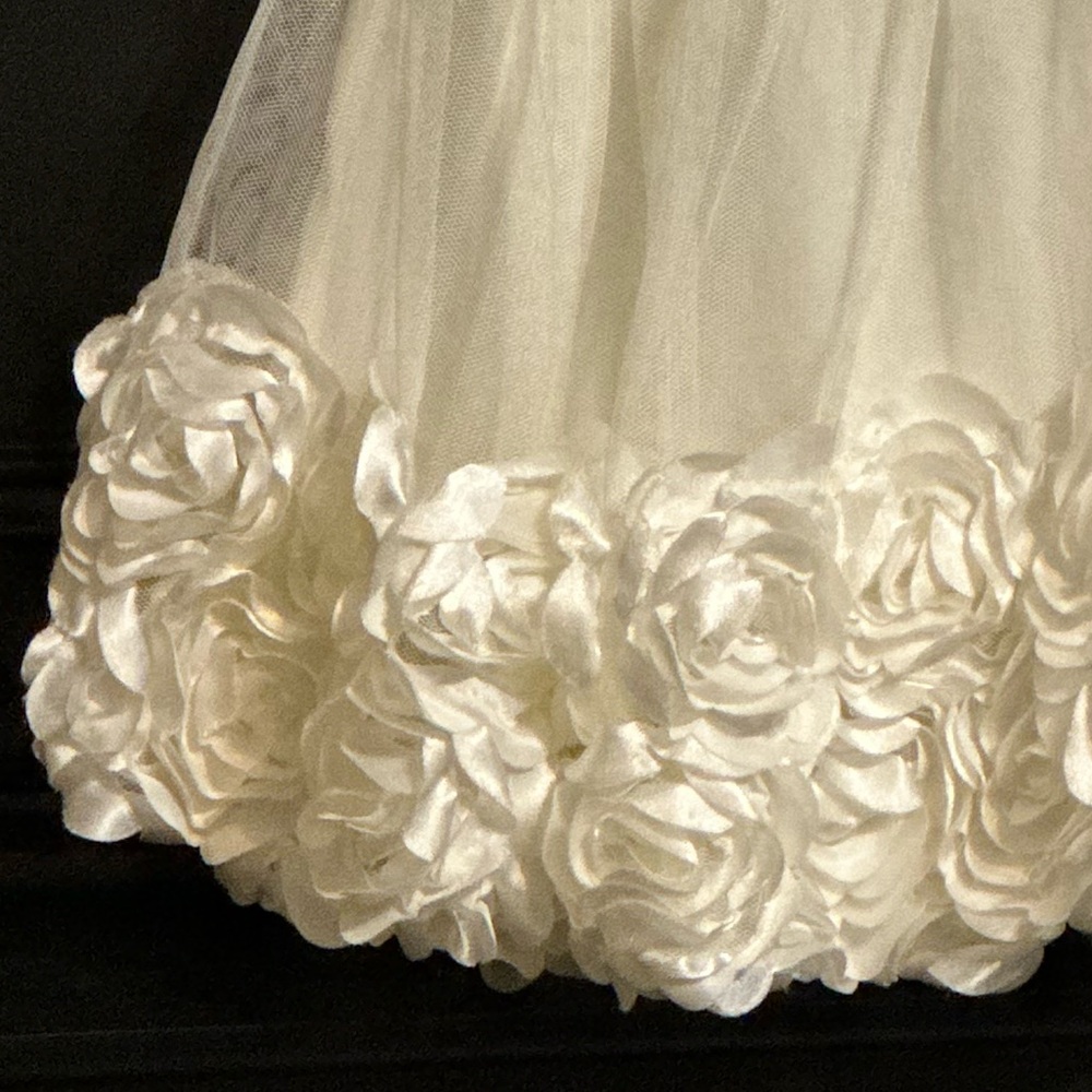 Off white Ruffled dress with rosettes on the bottom button up back 6-9 months - Picture 2 of 10